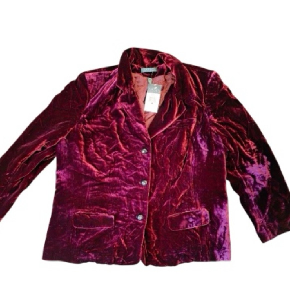NWT!! LAUREN Ralph Lauren Burgundy Red Wine Velvety Blazer Women’s size 16W
